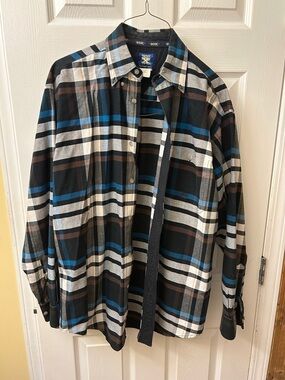 Wrangler Plaid Button-Down Dress Shirt - Black & Blue